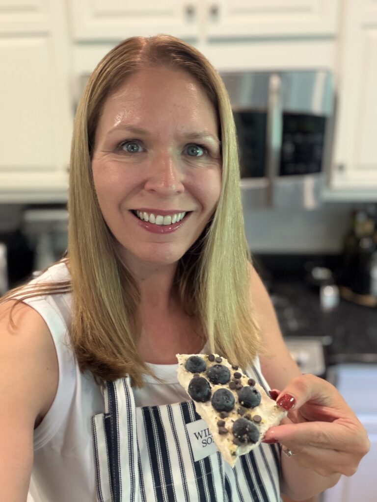 Holly Andrews with Frozen Blueberry Coconut Cream Bark