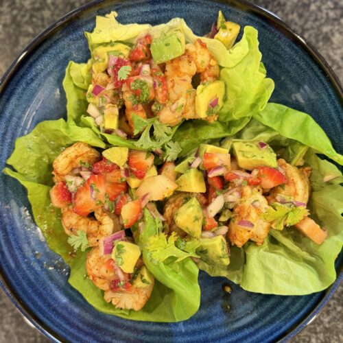 Strawberry Avocado Shrimp Lettuce Cups